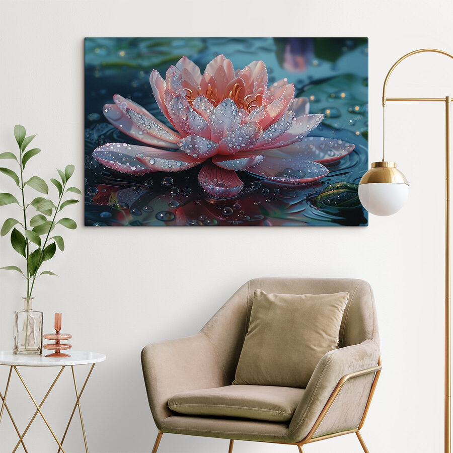 Rosa Blume mit Wassertropfen darauf