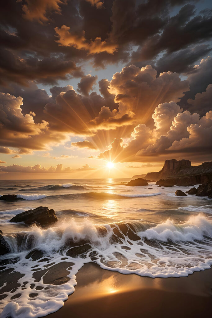 Sunset over a body of water