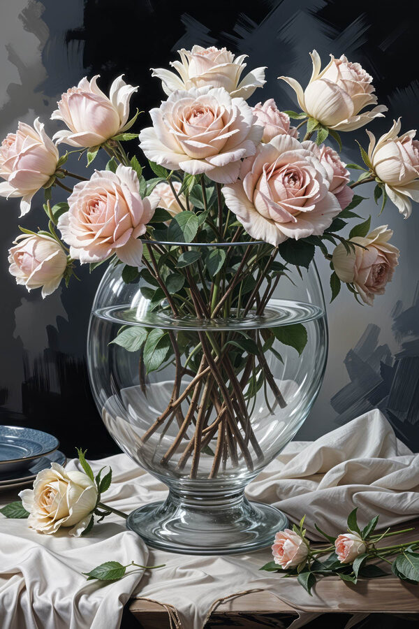 Vase mit Blumen und Wasser Vase mit Blumen und Wasser