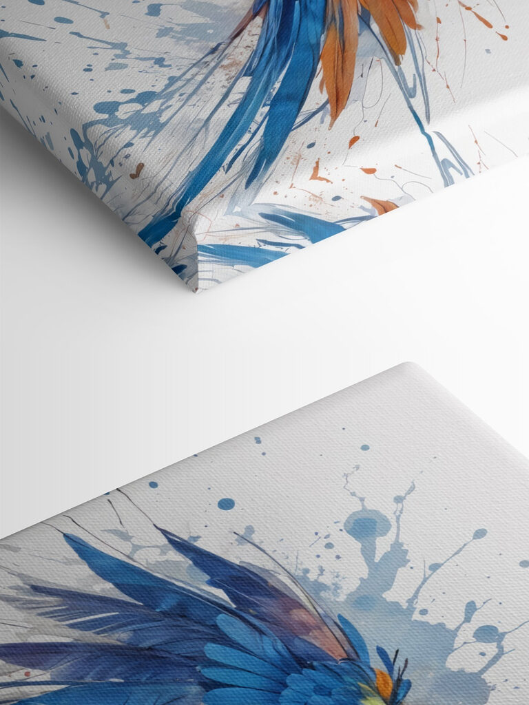 Colorful bird flying with paint splashes