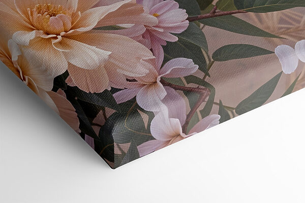 Vogel auf einem Zweig mit Blumen sitzend Vogel auf einem Zweig mit Blumen sitzend