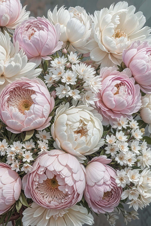 Gruppe von Blumen in einem Strauß Gruppe von Blumen in einem Strauß