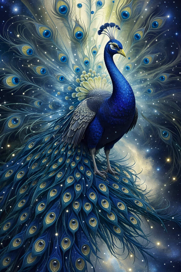 Majestätischer Pfau in kosmischer Pracht Majestätischer Pfau in kosmischer Pracht