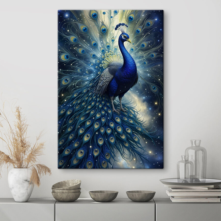Majestätischer Pfau in kosmischer Pracht