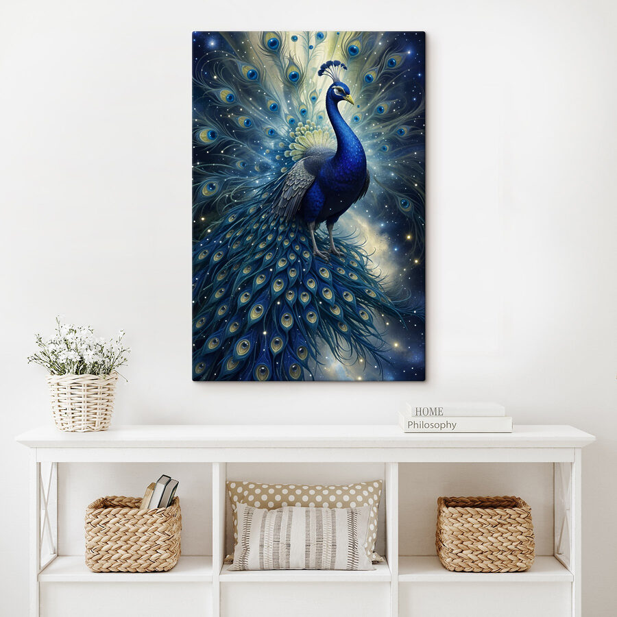 Majestätischer Pfau in kosmischer Pracht