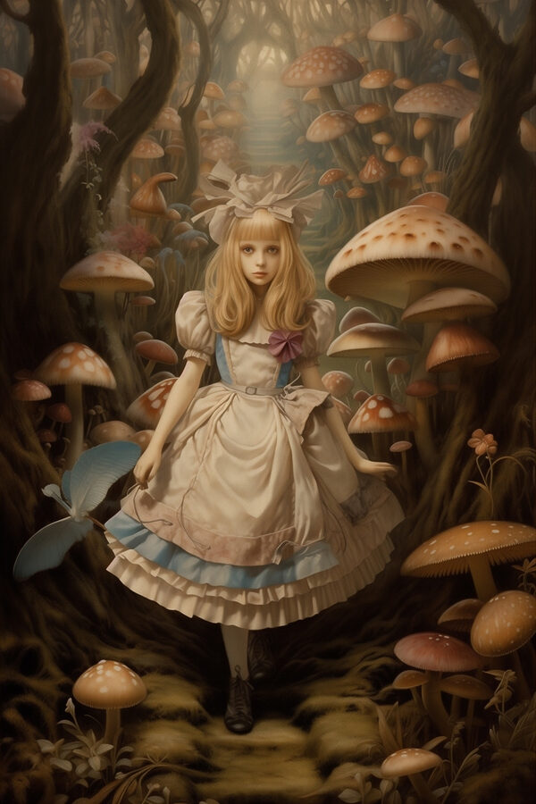 Mädchen in einem Kleid im Wald Mädchen in einem Kleid im Wald
