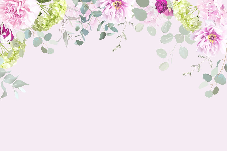Gruppe von Blumen und Blättern
