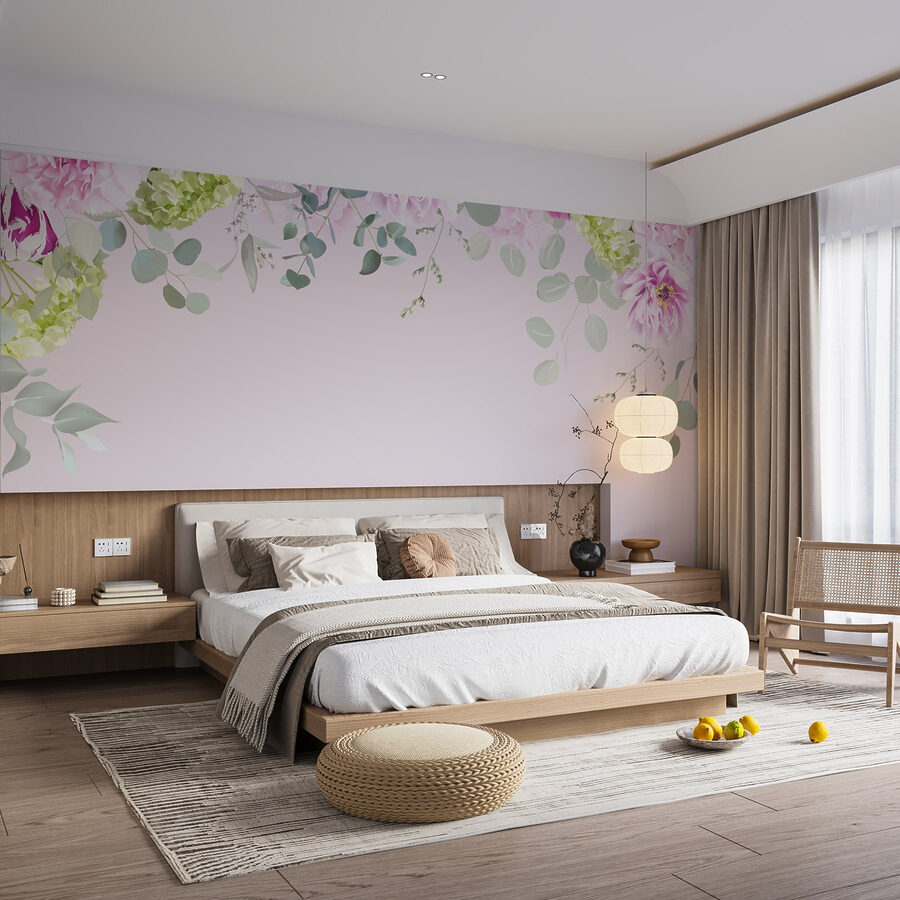 Gruppe von Blumen und Blättern