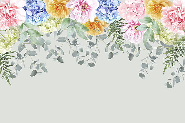 Gruppe von Blumen und Blättern Gruppe von Blumen und Blättern