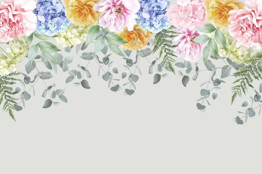 Gruppe von Blumen und Blättern Gruppe von Blumen und Blättern