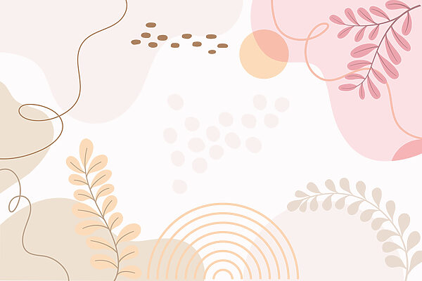 Weißer Hintergrund mit rosa und orange Blätter und Kreise Weißer Hintergrund mit rosa und orange Blätter und Kreise