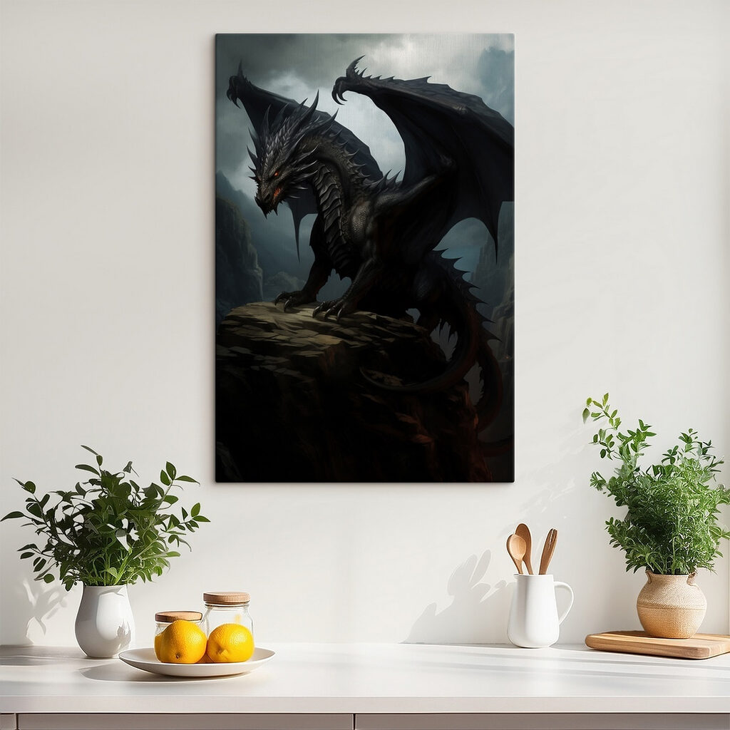 Black dragon on a rock Black dragon on a rock