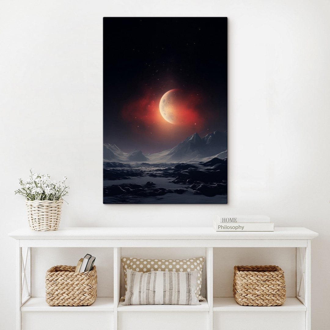 Moon in the sky over mountains Moon in the sky over mountains