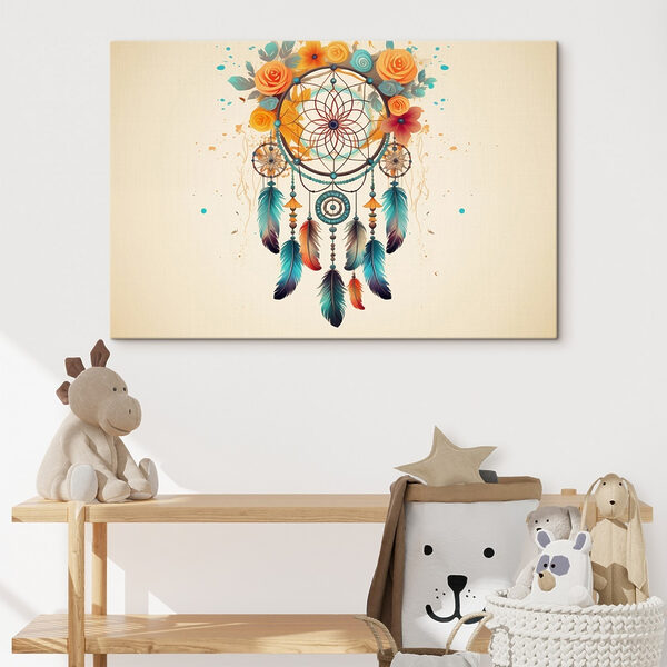 Traumfänger mit Blumen und Federn Traumfänger mit Blumen und Federn