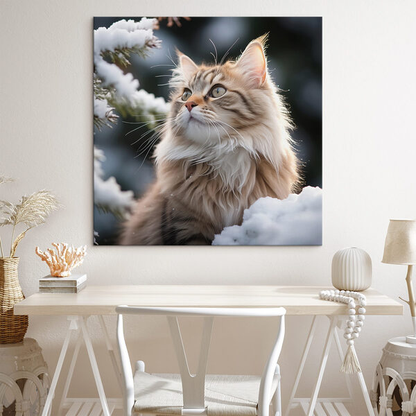 Katze im Schnee sitzend Katze im Schnee sitzend