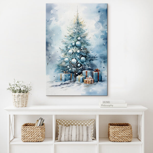 Aquarell eines Weihnachtsbaums mit Geschenken Aquarell eines Weihnachtsbaums mit Geschenken