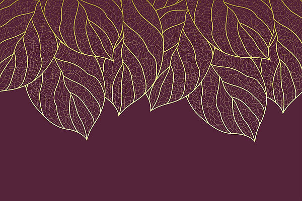 Elegante Blätter auf tief kastanienbraunem Hintergrund Elegante Blätter auf tief kastanienbraunem Hintergrund