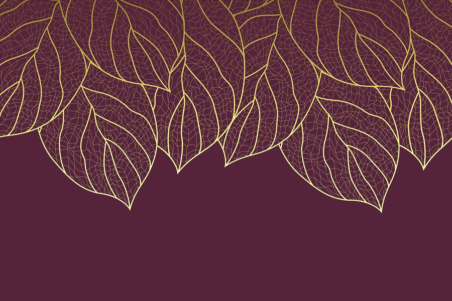 Elegante Blätter auf tief kastanienbraunem Hintergrund Elegante Blätter auf tief kastanienbraunem Hintergrund