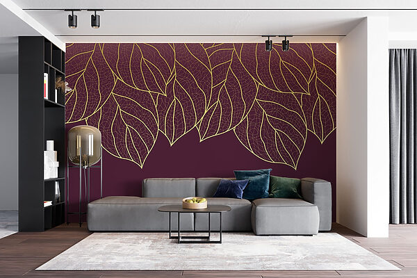 Elegante Blätter auf tief kastanienbraunem Hintergrund Elegante Blätter auf tief kastanienbraunem Hintergrund