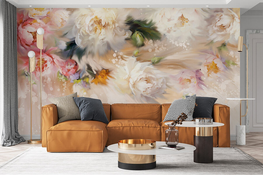 Gemälde von Blumen auf weißem Hintergrund Gemälde von Blumen auf weißem Hintergrund