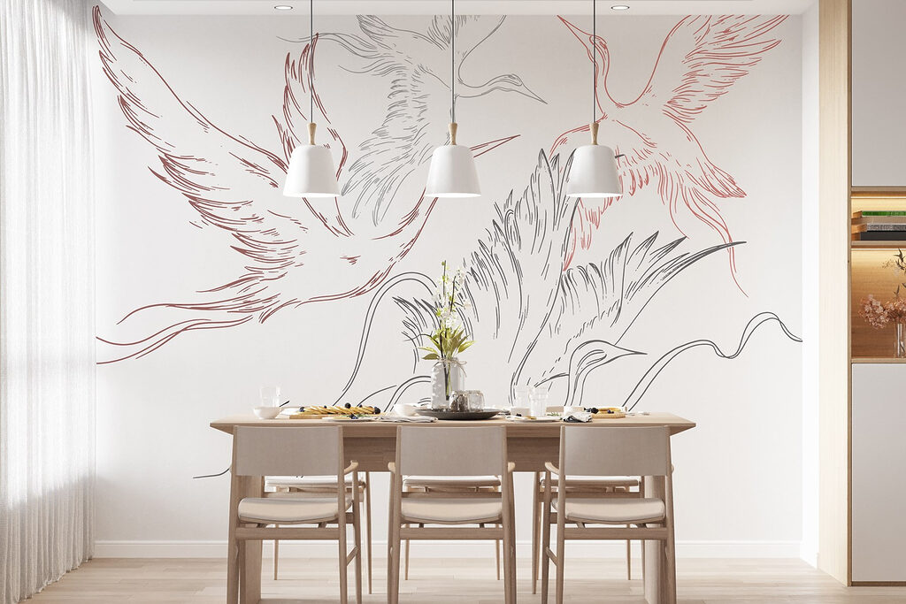 Drawing of birds flying Drawing of birds flying