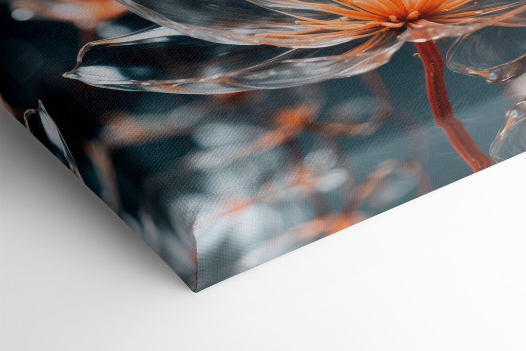 Transparent flowers with orange centers