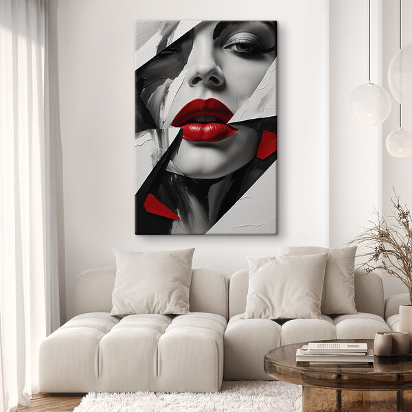 Rote Lippen inmitten eines abstrakten Musters Rote Lippen inmitten eines abstrakten Musters