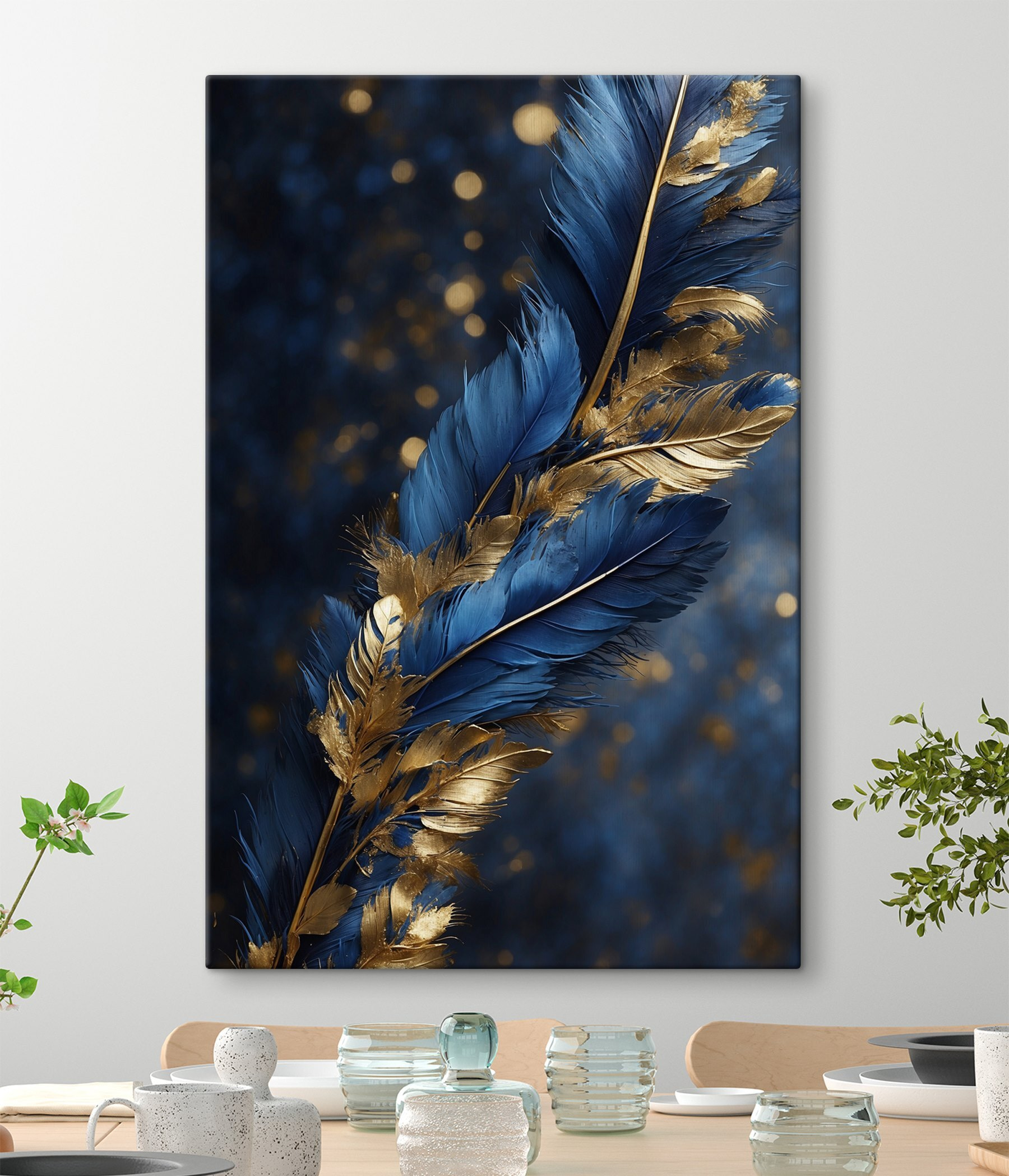 Vibrant feathers against a dark backdrop