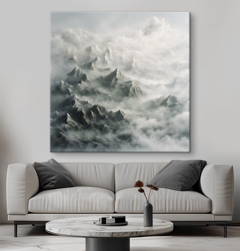 Mountain range with clouds