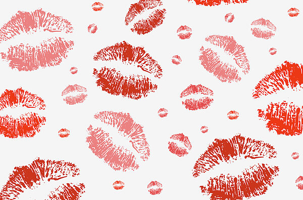 Gruppe von roten Lippenstiftabdrücken Gruppe von roten Lippenstiftabdrücken