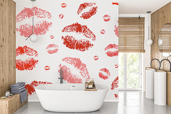 Gruppe von roten Lippenstiftabdrücken Gruppe von roten Lippenstiftabdrücken