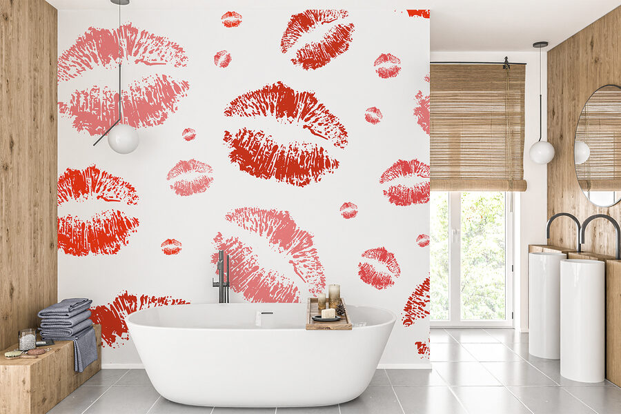 Gruppe von roten Lippenstiftabdrücken
