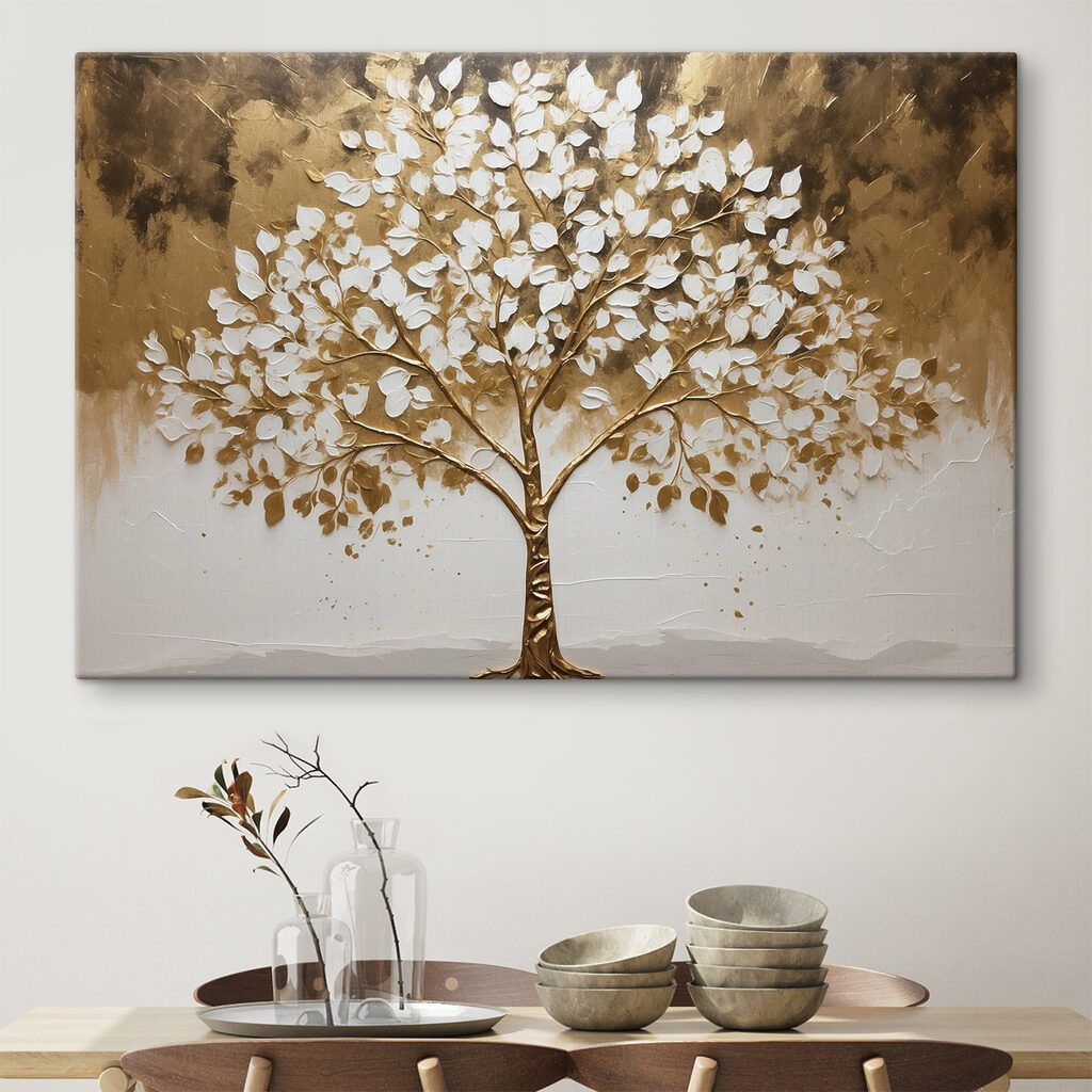 Painting of a tree with white leaves Painting of a tree with white leaves