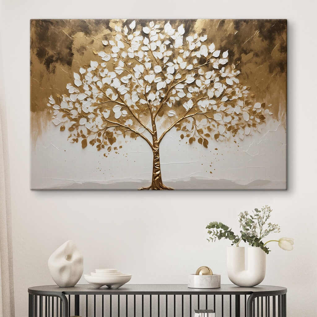 Painting of a tree with white leaves Painting of a tree with white leaves