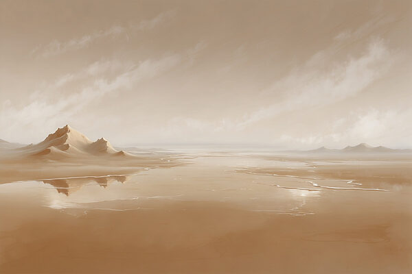 Sandy desert with mountains in the distance Sandy desert with mountains in the distance