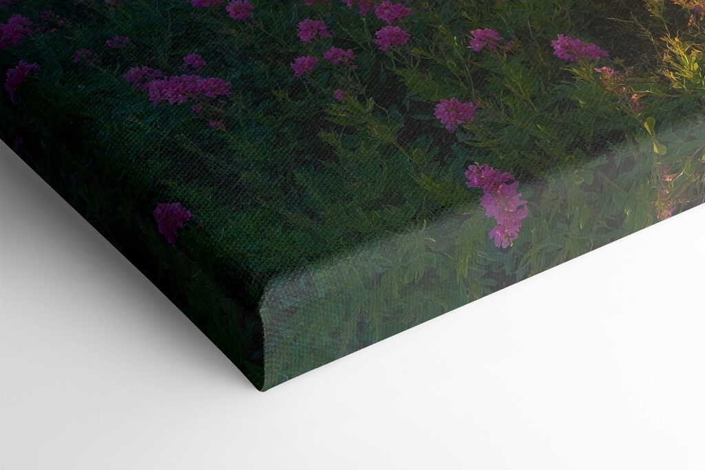 Field of flowers with mountains in the background
