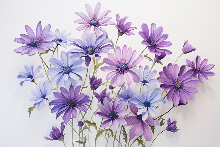 Fototapeten Gruppe von lila und blauen Blumen – Bild 3