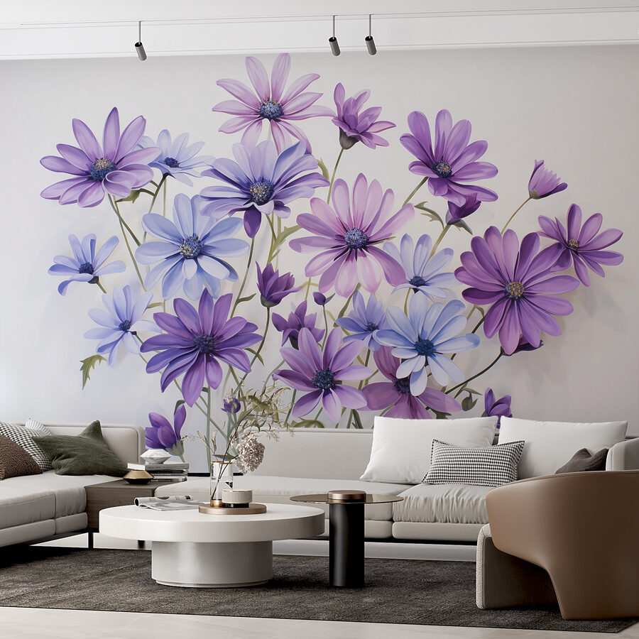 Fototapeten Gruppe von lila und blauen Blumen – Bild 2
