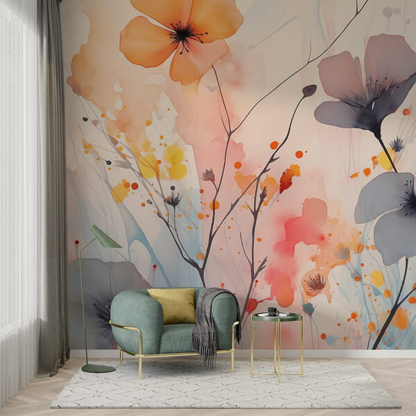 Gemälde von Blumen auf weißem Hintergrund Gemälde von Blumen auf weißem Hintergrund