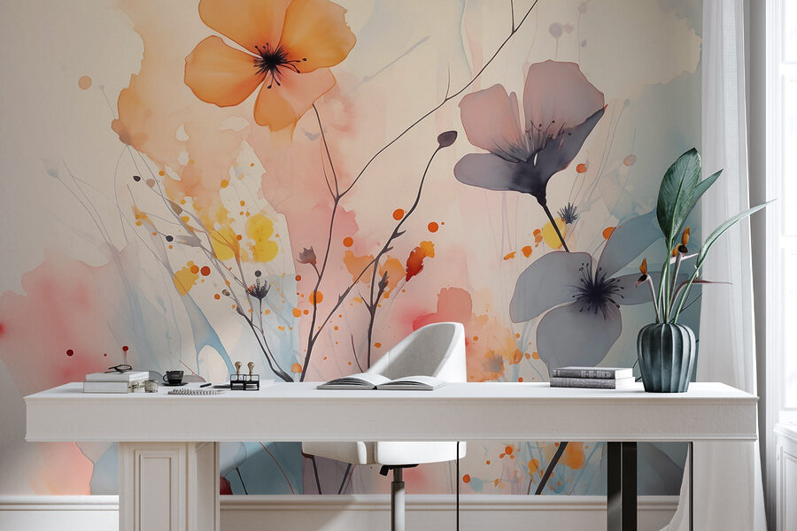 Gemälde von Blumen auf weißem Hintergrund