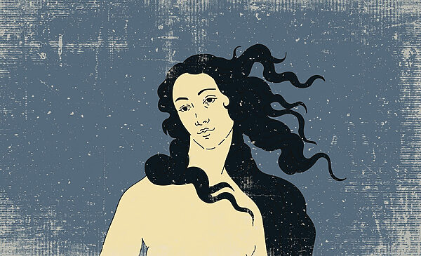 Zeichnung eines Mannes mit langen Haaren Zeichnung eines Mannes mit langen Haaren