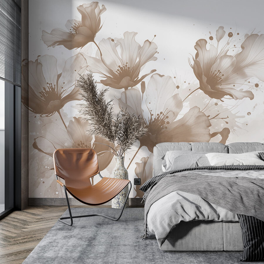 Fototapeten Gruppe von Blumen mit weißen Blütenblättern