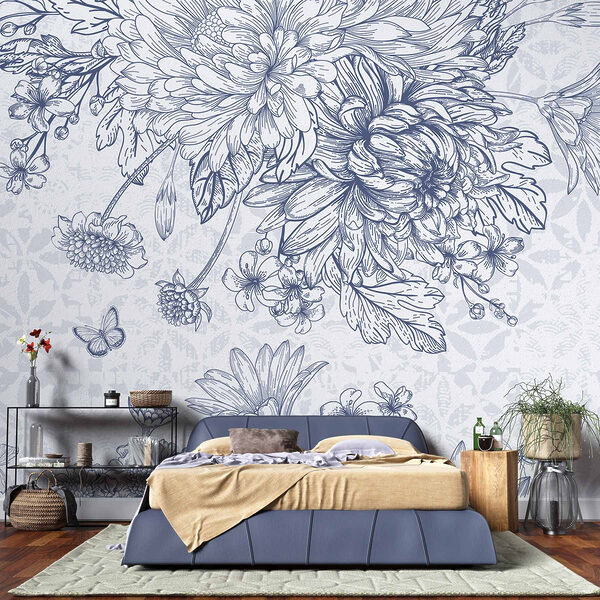 Florale Illustration mit zarten Schmetterlingen Florale Illustration mit zarten Schmetterlingen