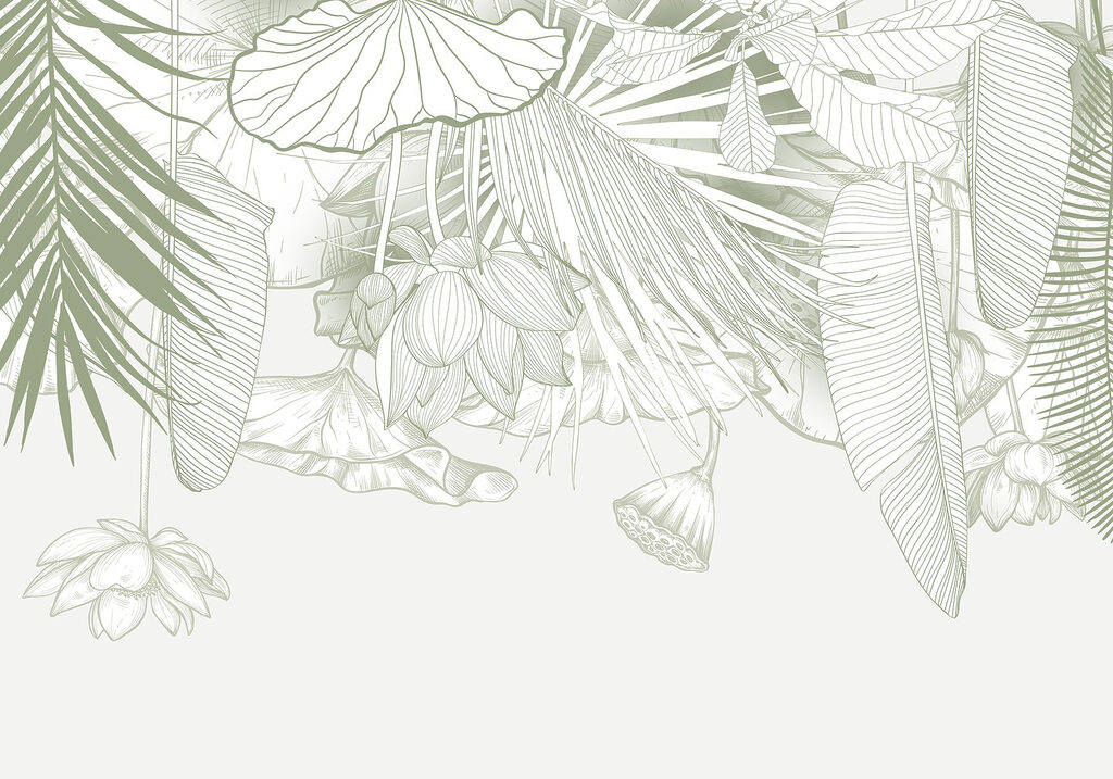 Zarte Linienkunst der tropischen Flora Zarte Linienkunst der tropischen Flora