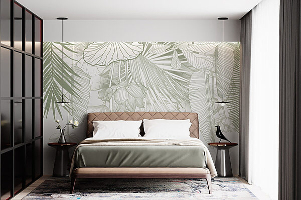 Zarte Linienkunst der tropischen Flora Zarte Linienkunst der tropischen Flora