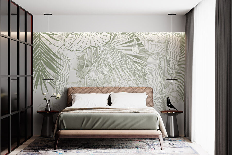 Zarte Linienkunst der tropischen Flora Zarte Linienkunst der tropischen Flora