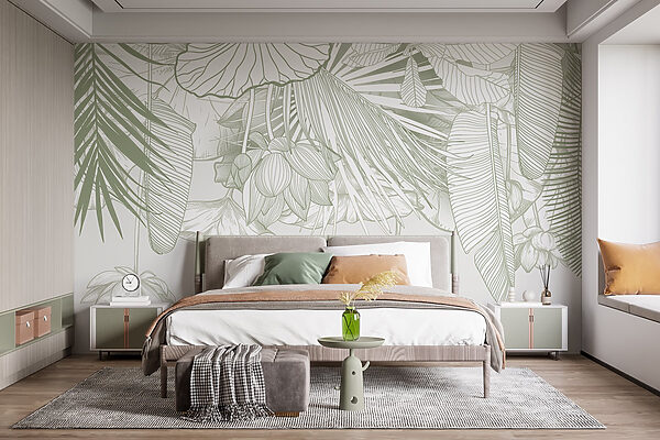 Zarte Linienkunst der tropischen Flora Zarte Linienkunst der tropischen Flora