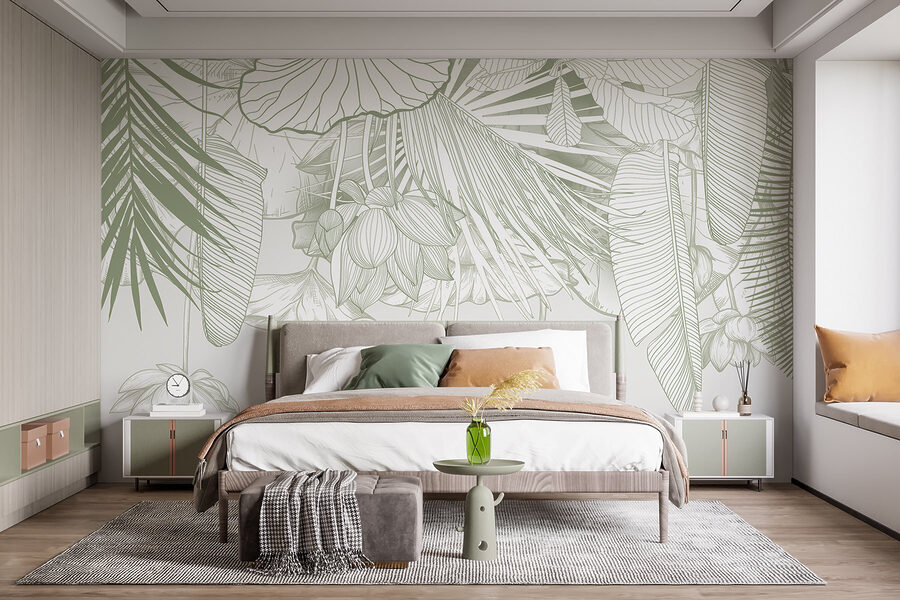 Zarte Linienkunst der tropischen Flora Zarte Linienkunst der tropischen Flora