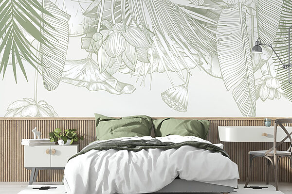 Zarte Linienkunst der tropischen Flora Zarte Linienkunst der tropischen Flora