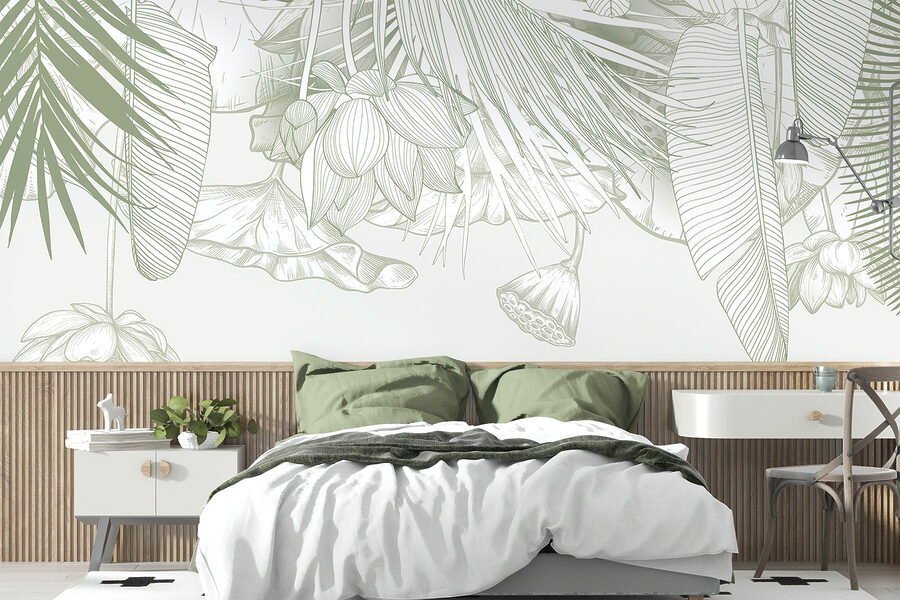 Zarte Linienkunst der tropischen Flora Zarte Linienkunst der tropischen Flora